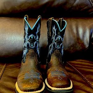 Black , brown and blue ariat kids boots